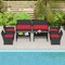 4-Piece Outdoor Wicker Patio Sofa Set with Loveseat Single Chairs Coffee Table Included Cushions